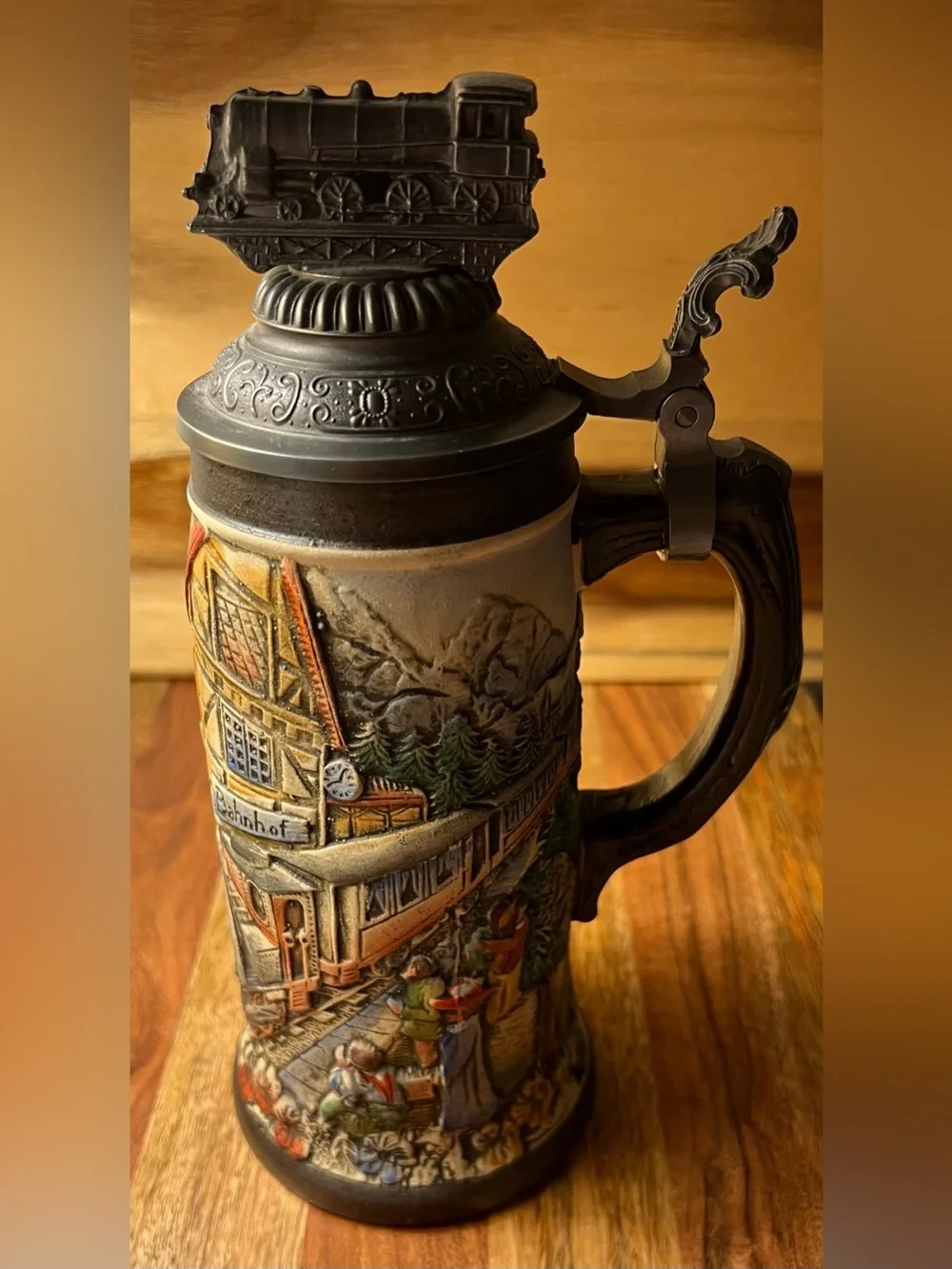 Armin Bay Ltd Ed German Beer Stein #576/5000 95% Pewter Locomotive Lid